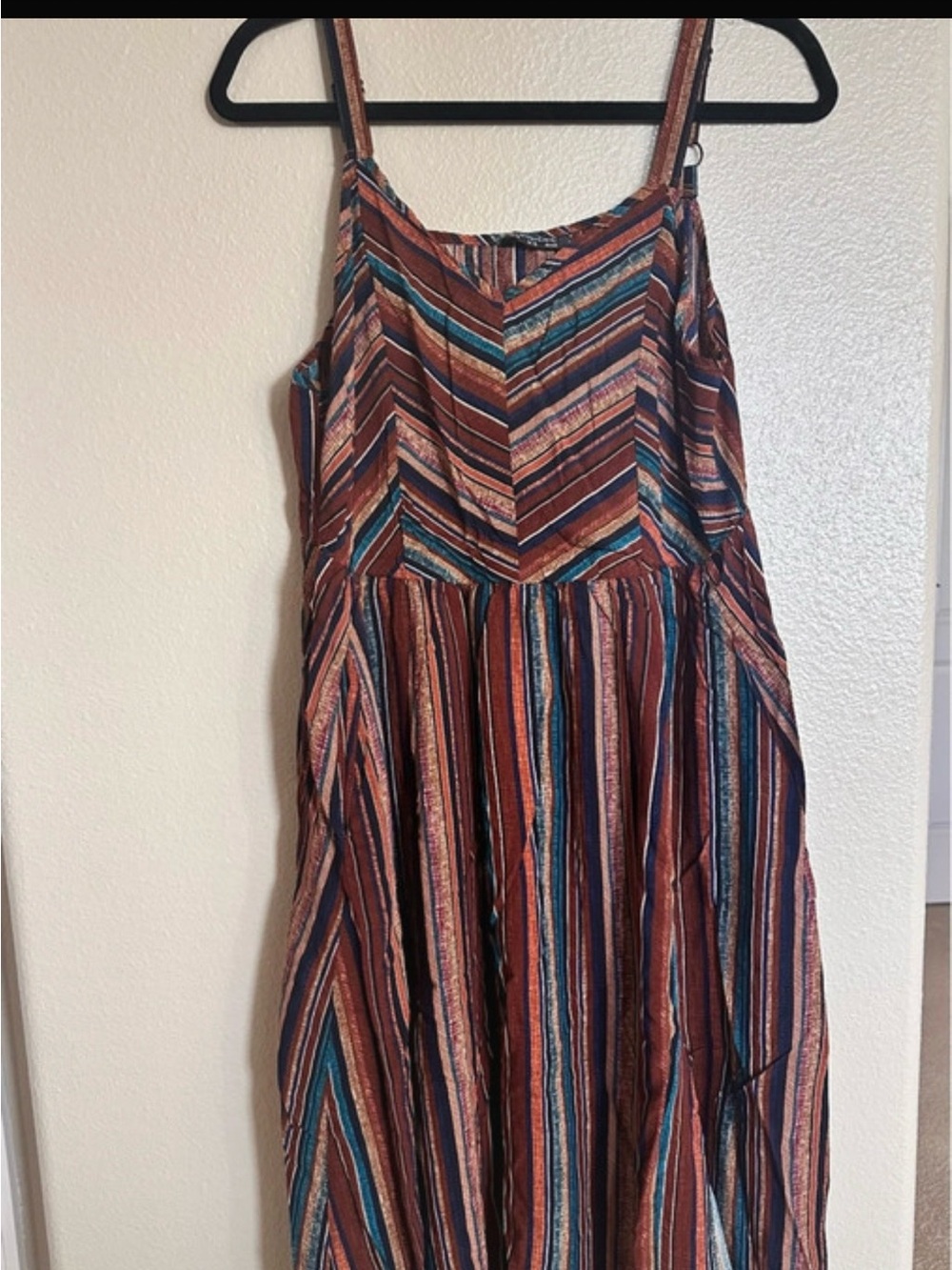 BloomChic Rust & Teal Striped Midi Dress